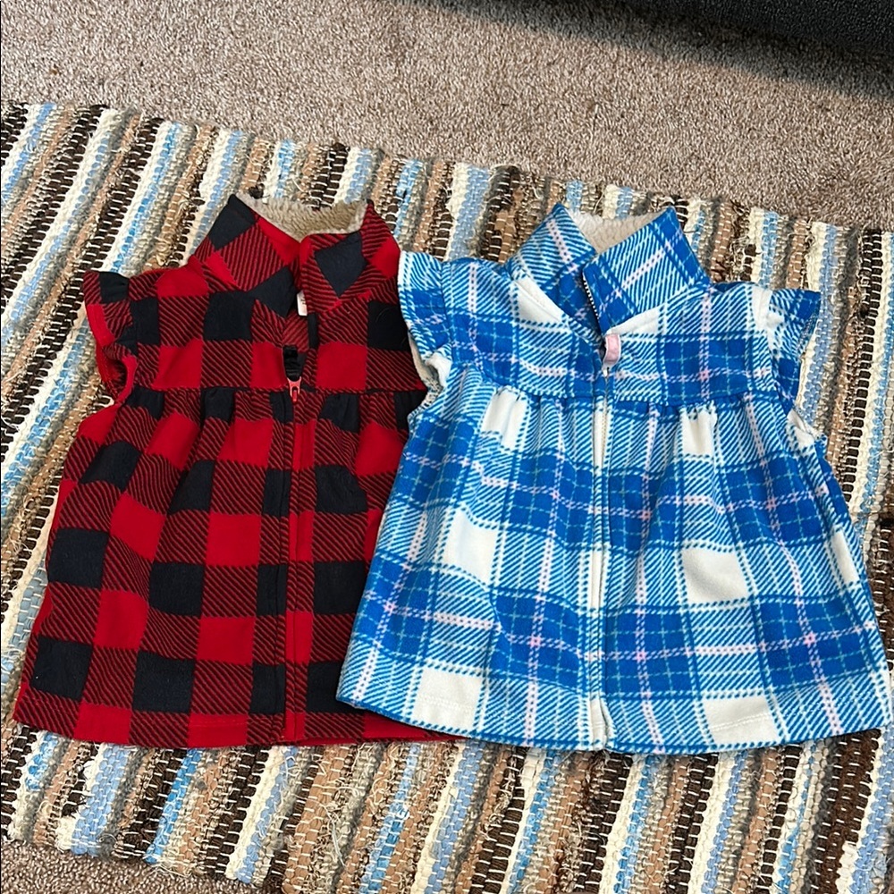 Carter's Red and Blue Plaid Baby Vests